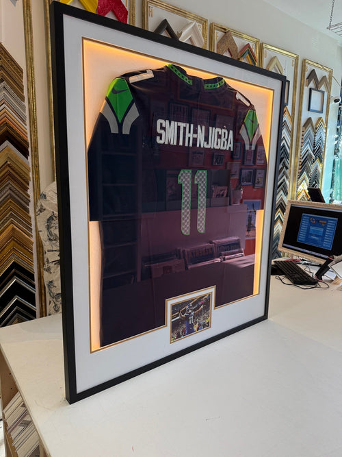 Legacy Package framed jersey, angled view
