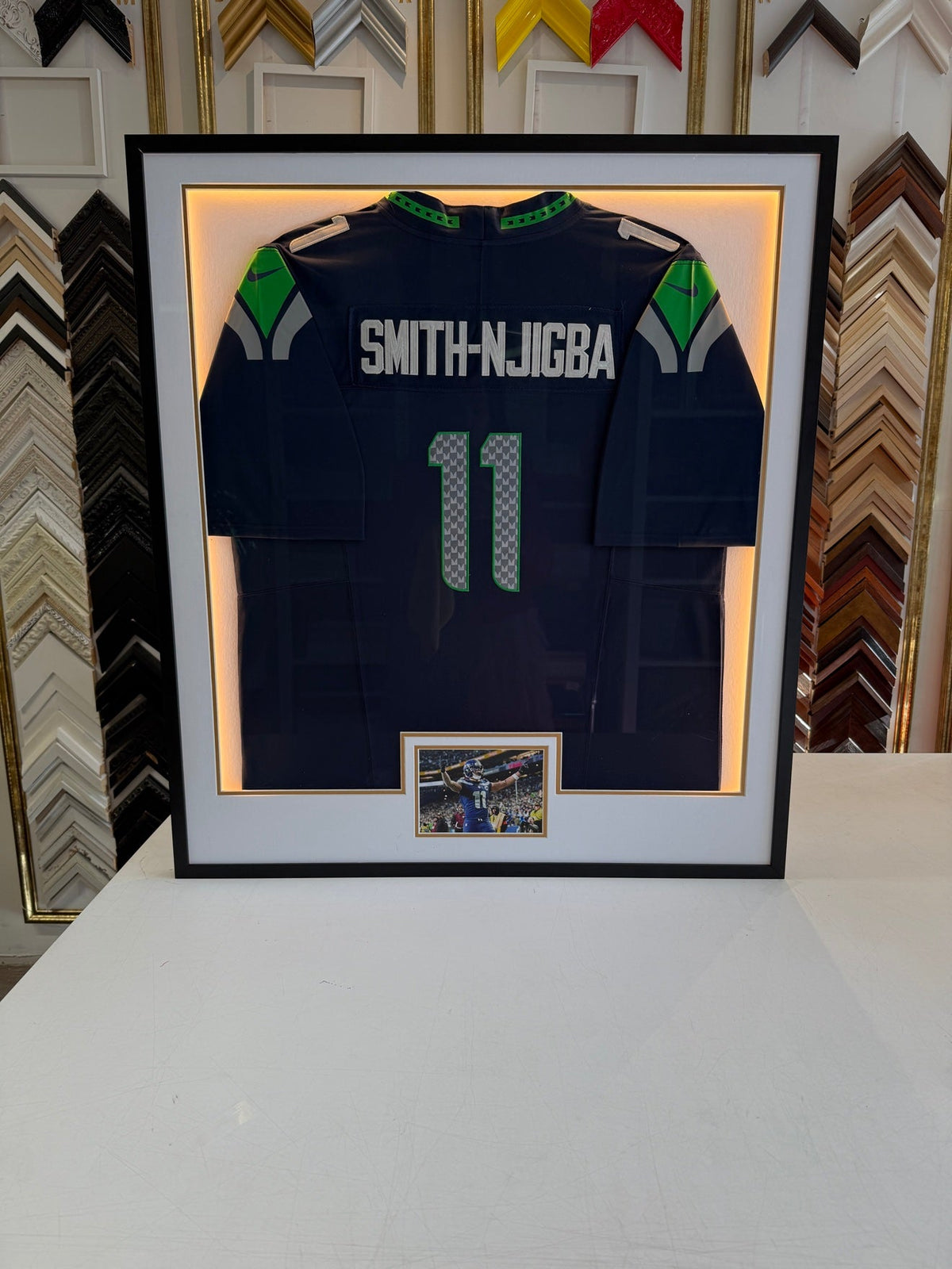 Legacy Package framed jersey with LED lights, full view