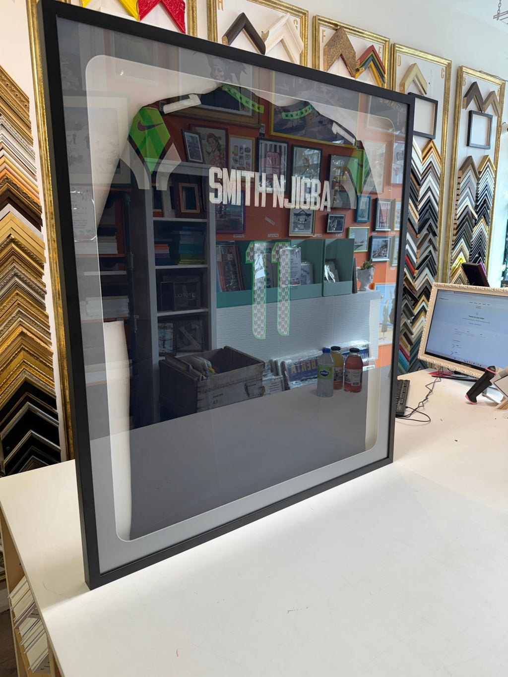 Pro Package framed jersey, angled view